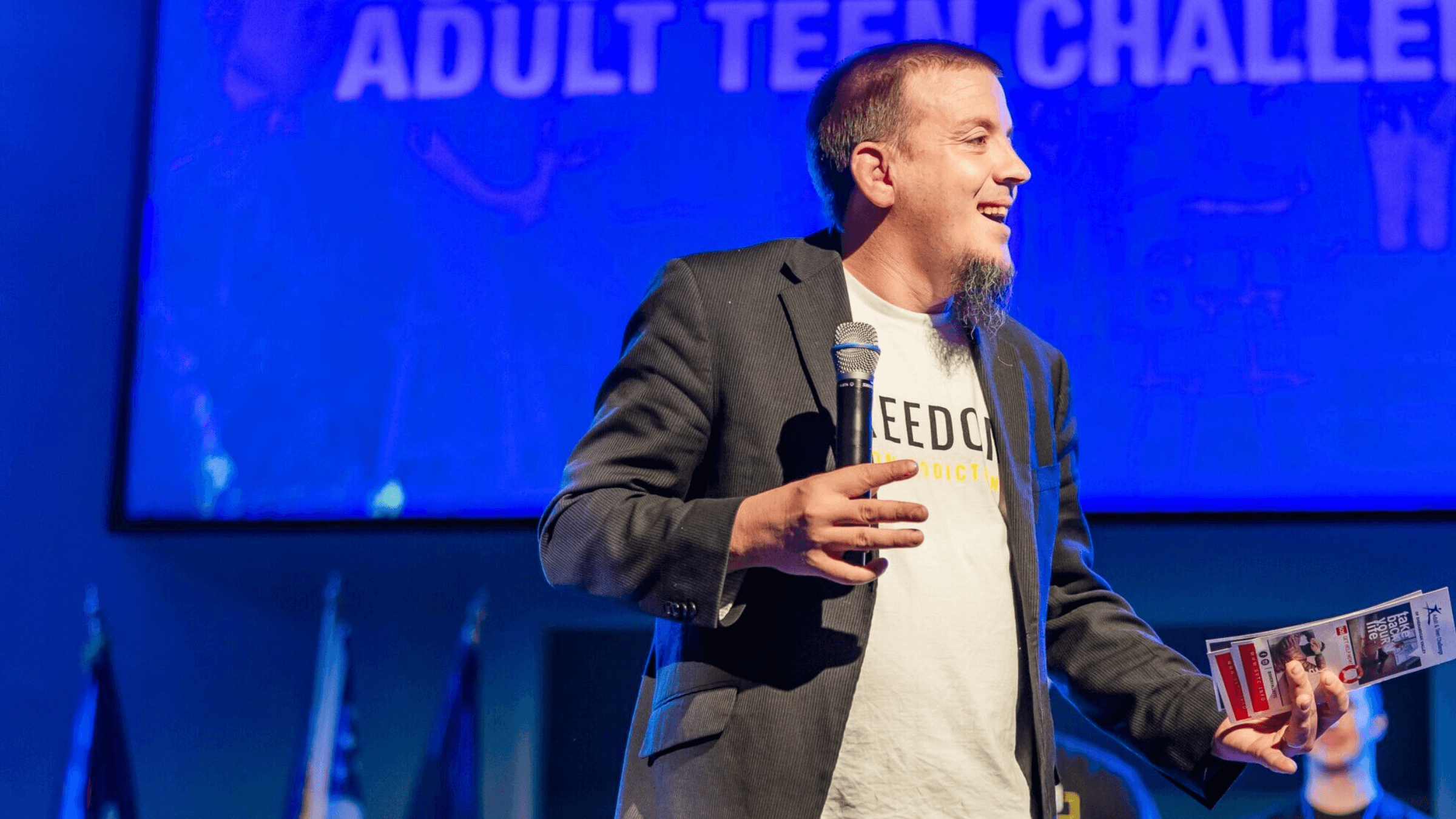 Justin Franich speaking at a recovery event